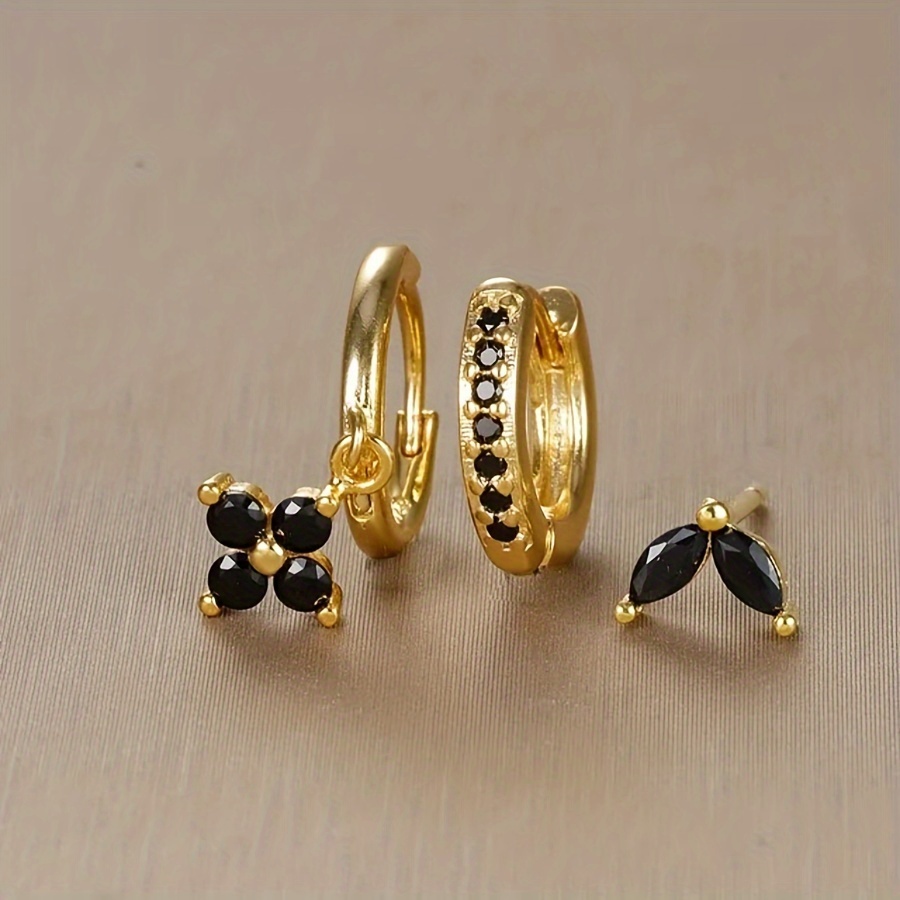 3pcs Cubic Zirconia Hoop Earrings for Women Cartilage Piercing